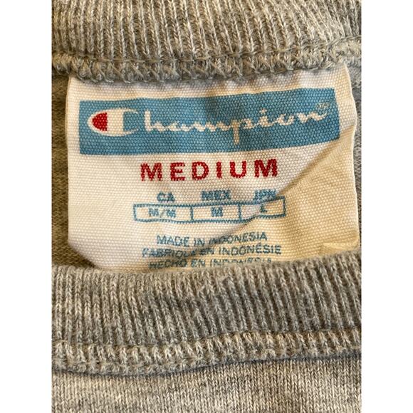 Champion T-Shirt Mens Medium Gray Logo 100% Cotton Crew Neck Short Sleeve - Picture 4 of 6